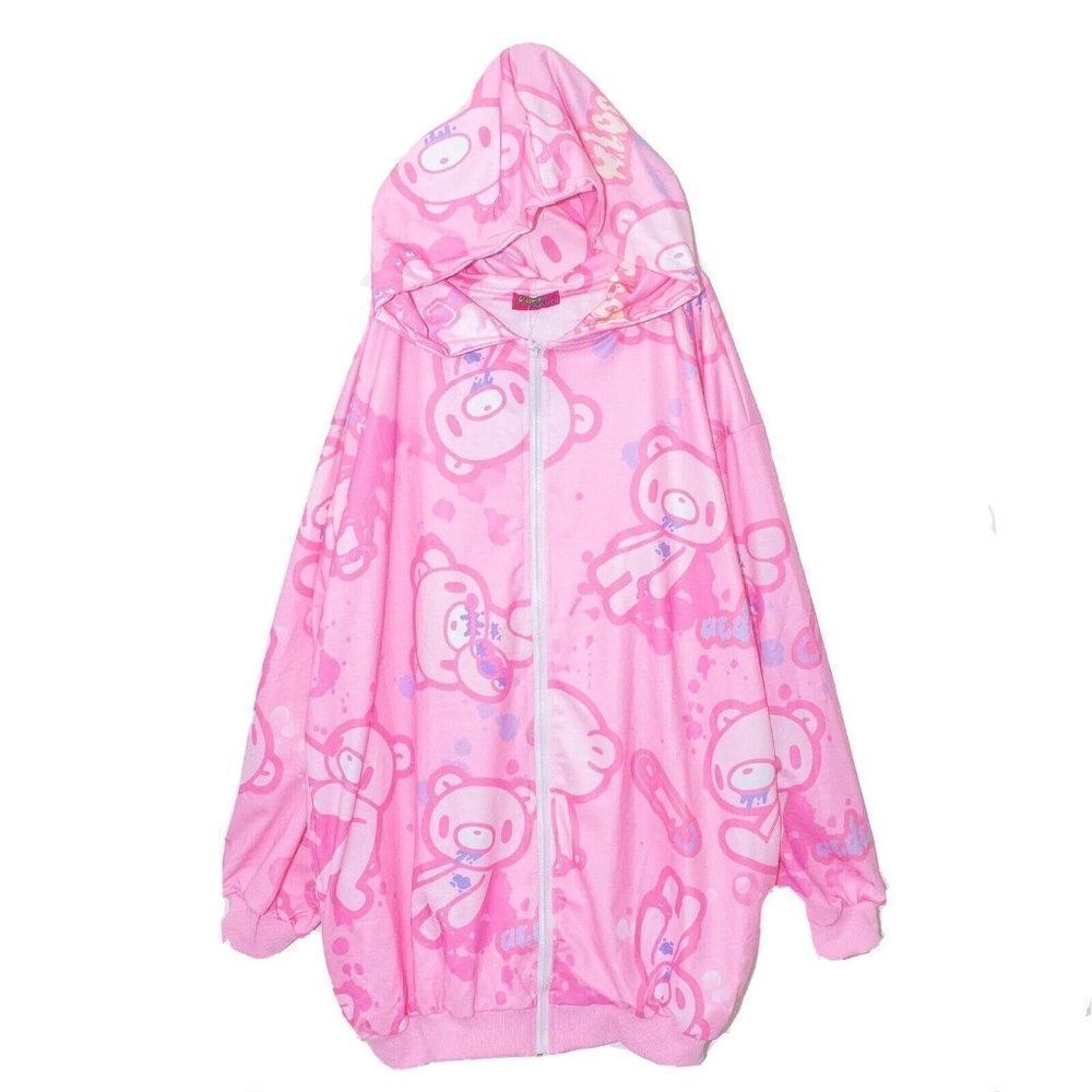 Gloomy Bear Goth Emo Punk Raver Skater PINK Cute Oversized Hoodie XL
